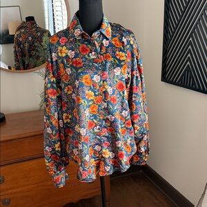 GeeGee floral blouse with balloon sleeves medium